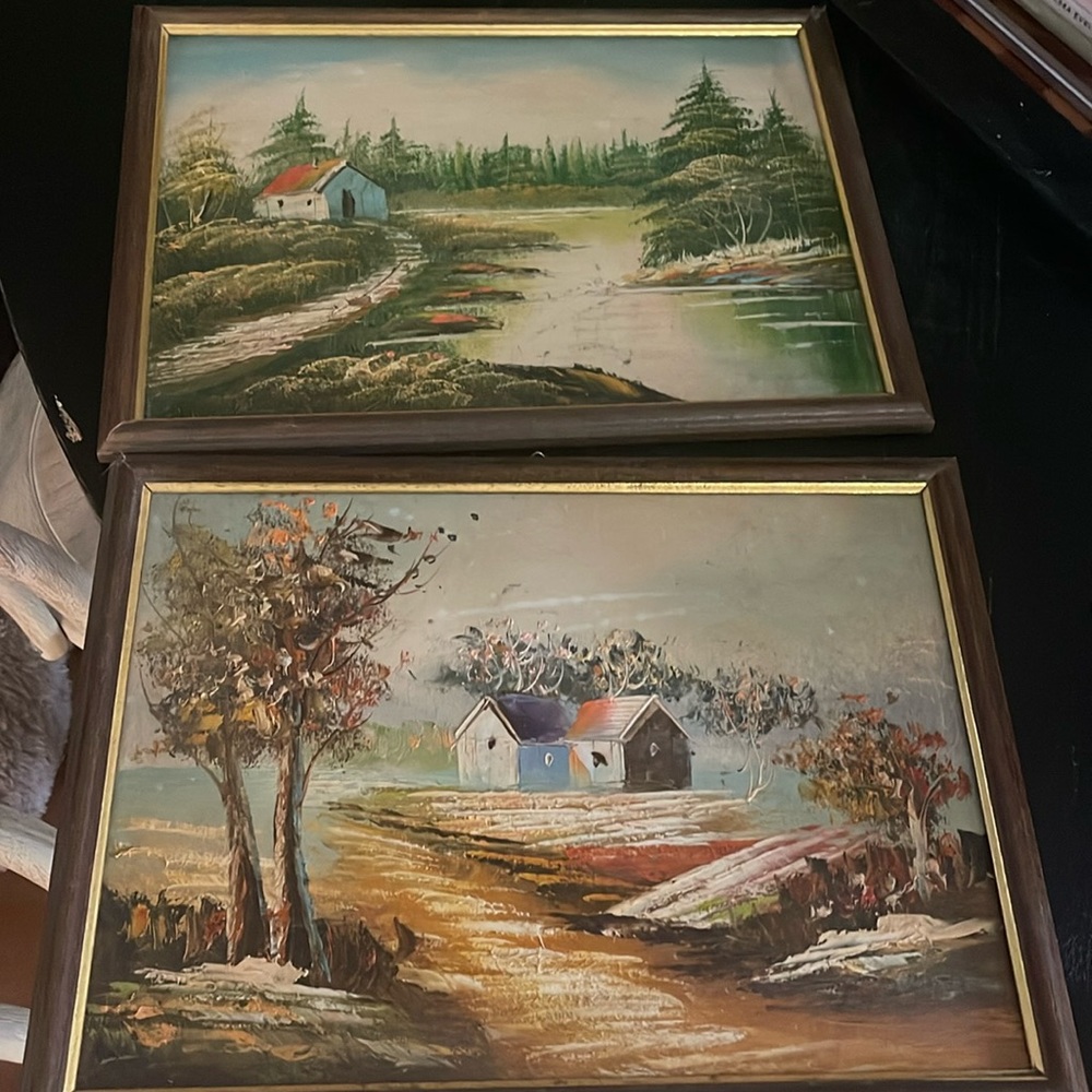 Vintage Countryside oil paintings - Set of 2